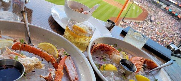 King crab legs and lobster tail