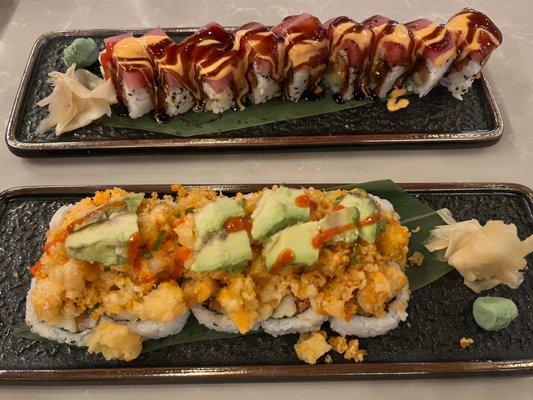 Red Dragon Roll (top) and TNT Roll (bottom)