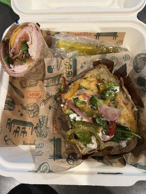 Choose 2. McAlister's club wrap and veggie spud