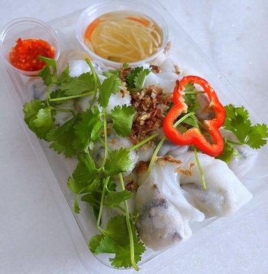 Bánh Cuốn: Vietnamese Rice Noodle Rolls w/ ground pork & wood ear mushrooms filling | $8