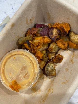 Roasted Sweet Potatoes Hot Honey Mustard