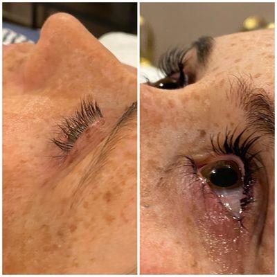 Eyelash lift before and after