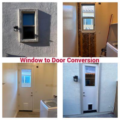 Arizona Door & Trim did a Window to Door conversion for this customer. The Door to replace the Window is a Smooth Flush Fiberglass 1/2 Lite