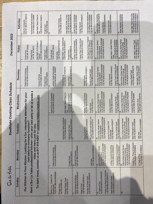 Dec 2022 Schedule