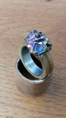 Bismuth Wood Ring with steel inlay. Only from Tc&Co.