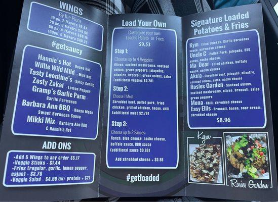 Menu updated prices as of 02.27.2021