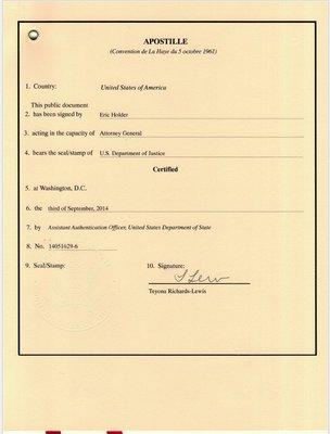 Federal Apostilled Document