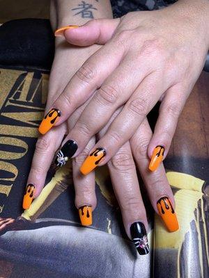 My halloweenie nails done by. Maria