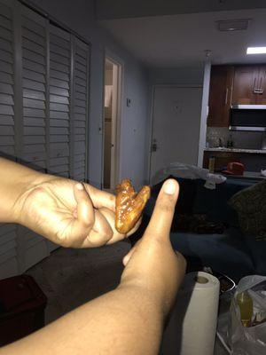 The wing compared to my thumb