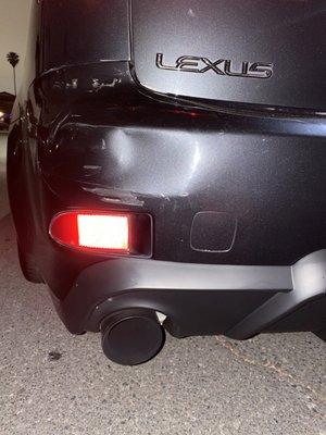 Damage to bumper