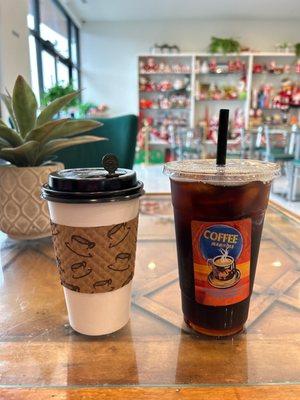 Hot Mocha (left), Cold Brew Coffee (right)