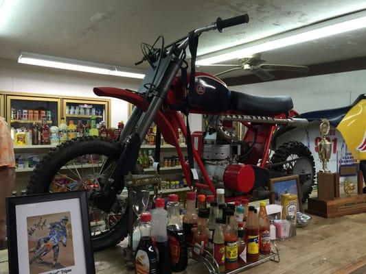 Bike on counter.