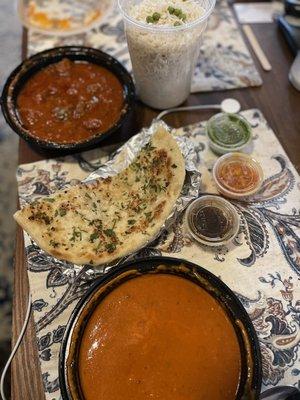 Chicken Tikka Masala, Garlic Nan, Lamb Vindaloo