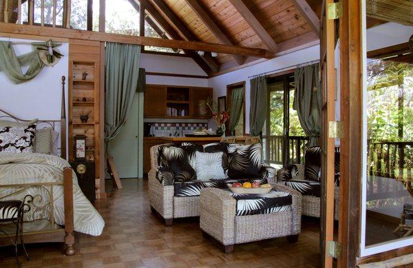 Aloha Moon Cottage:  Vaulted  ceiling with tropical openness