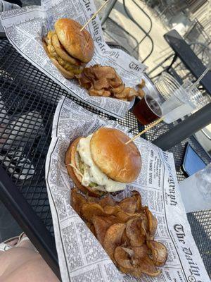 Burgers and chips