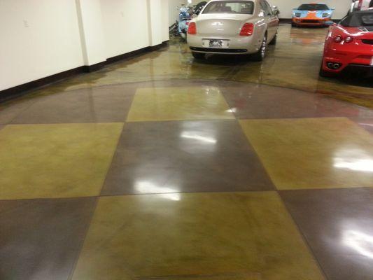 Polished concrete desigh. Color and dye stain