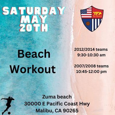 2023 beach workout in Malibu