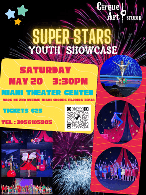 Cirque Art Studio 
Youth Showcase 
May 20, 2023
at the  Miami Theater Center