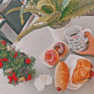 #donut #kolaches #croissant #hotcoffee