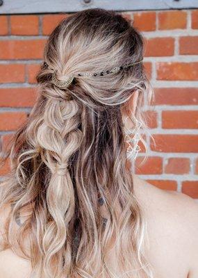 Boho braided half up style