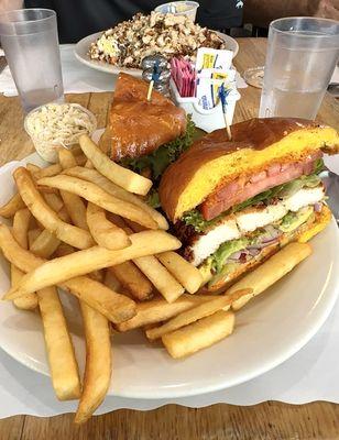 The Ritz (fried chicken sandwich) & the Marion salad