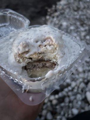 These biscuits and gravy spot puts a sausage patty in the middle