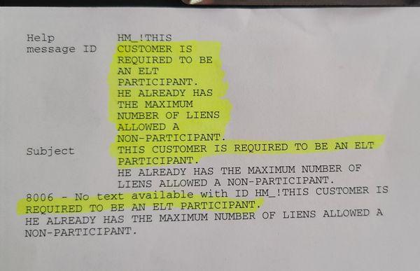 This was the Computer print out explaining Thrift had to register