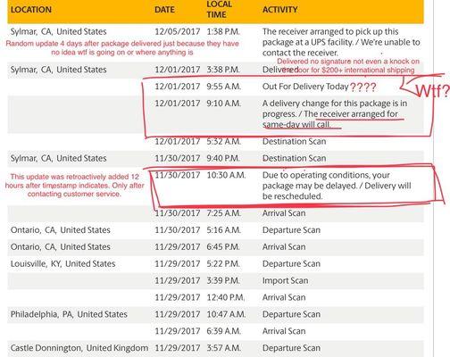 Paid $200+ for international 2-day. 7000 miles in about 30 hrs, but gets delayed in Sylmar (11 miles from destination) for 2 days? How?