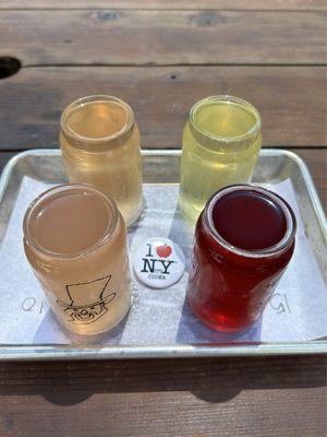 Cider Flight: Sangria, Lemon Lavender, Raspberry Lemonade, and Watermelon Cucumber ~ $12