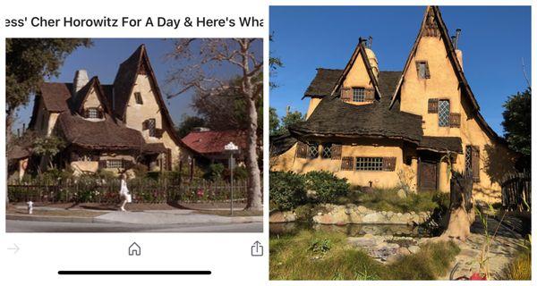 The Witch House (side by side: Cher Horowitz in "Clueless" and my photo from Laura's tour). Laura knows a lot about this house!