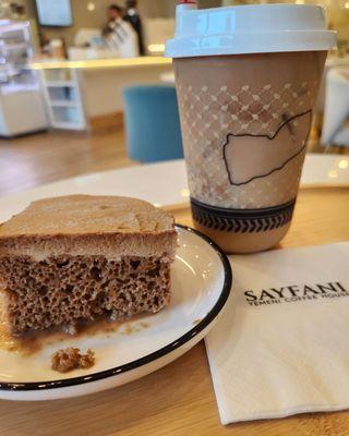 Coffee milk cake & latte