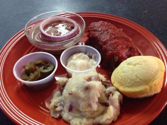 The Tuesday lunch special. Meatloaf, mashed potatoes, pintos and cornbread. This place is awesome!!!!