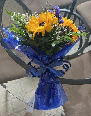 My mom loved sunflowers so I purchased this bouquet for my brother, sister and I.