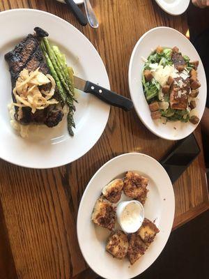 Ny New York Strip Blackened Salmon Caesar Potato Skins