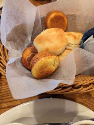 Basket of cornbread and biscuits - lovely!