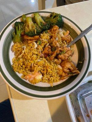 Shrimp Fried Rice with Chicken Broccoli