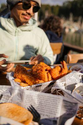 Fish and Chips (with Prawns) - our favorite and I think the best battered fish/prawns I've had!