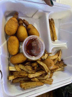 Kids meal corn dog and fries