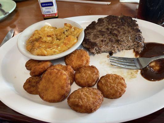 1/4 lb. Hamburger Steak Fried Squash Hash Brown Casserole