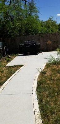 Walkway to barbecue grill.