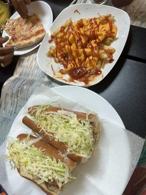 Cheese Fries & Chicken Caesar Sandwich