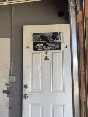 Front door to the garage