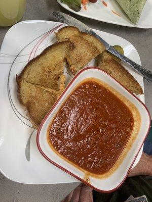 Grilled pimento cheese and tomato basil soup