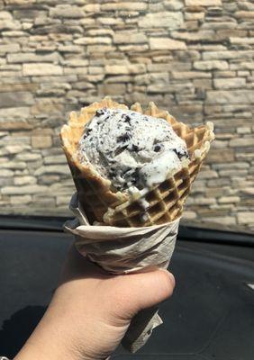 Cookies and cream in a waffle cone - perfect for hot summer day