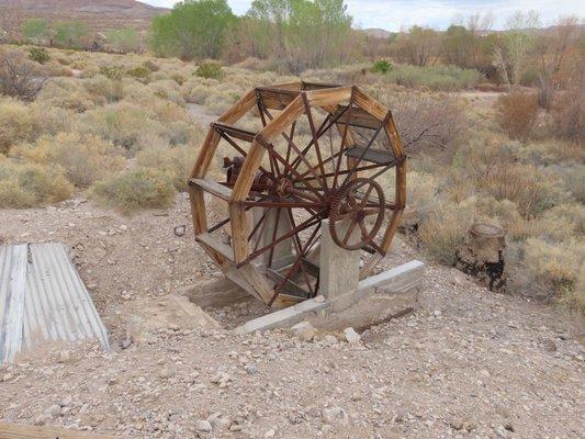 A water wheel for generating electricity.