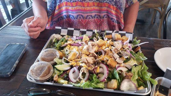 Grilled chicken salad, wife ate half! Big enough for two