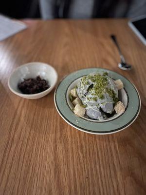 Black sesame ice cream sundae