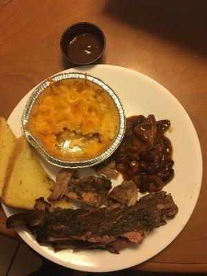 Everything on this plate was AMAZING!!! Ribs, Pork, Chicken and Mac and Cheese!!!