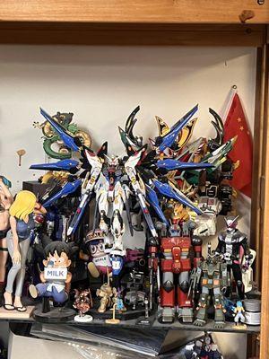 Some of the figures and models assembled in the store