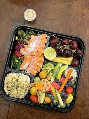 Salmon sashimi bento box